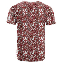 Hibiscus Bloom Island Tribal Waves T Shirt Red Polynesian Pattern LT01 - Polynesian Pride