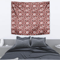 Hibiscus Bloom Island Tribal Waves Tapestry Red Polynesian Pattern
