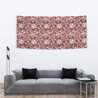 Hibiscus Bloom Island Tribal Waves Tapestry Red Polynesian Pattern
