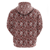 Hibiscus Bloom Island Tribal Waves Zip Hoodie Red Polynesian Pattern LT01 - Polynesian Pride