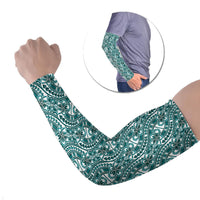 Hibiscus Bloom Island Tribal Waves Arm Sleeves Teal Polynesian Pattern LT01 Set of 2 Teal - Polynesian Pride