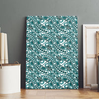 Hibiscus Bloom Island Tribal Waves Canvas Wall Art Teal Polynesian Pattern LT01 - Polynesian Pride