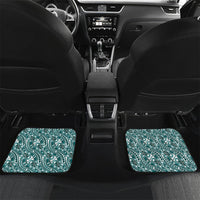 Hibiscus Bloom Island Tribal Waves Car Mats Teal Polynesian Pattern LT01 Set 2pcs - Back Teal - Polynesian Pride