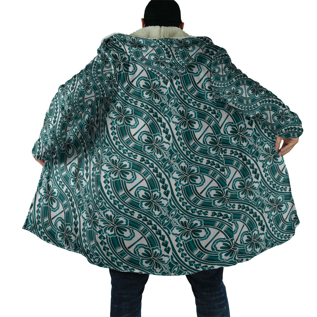 Hibiscus Bloom Island Tribal Waves Cloak Teal Polynesian Pattern LT01 - Polynesian Pride