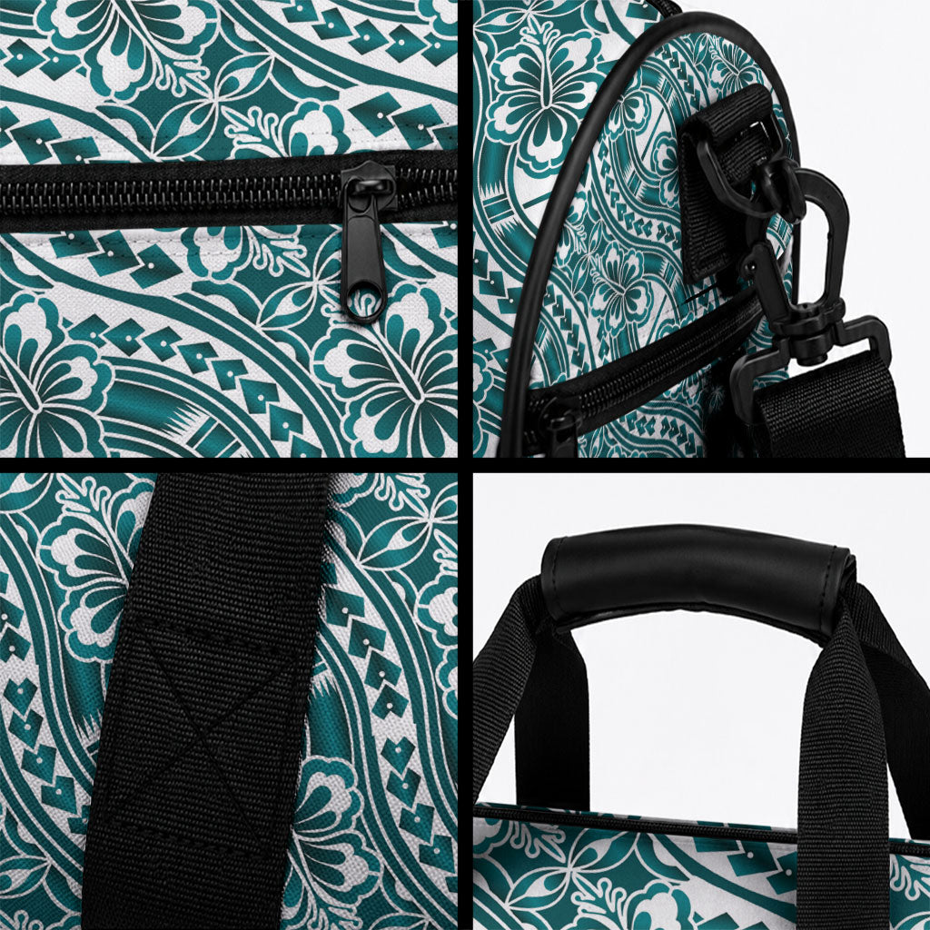 Hibiscus Bloom Island Tribal Waves Duffle Bag Teal Polynesian Pattern LT01 - Polynesian Pride