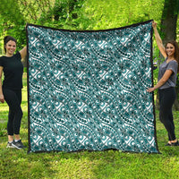 Hibiscus Bloom Island Tribal Waves Quilt Teal Polynesian Pattern LT01 - Polynesian Pride