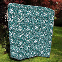 Hibiscus Bloom Island Tribal Waves Quilt Teal Polynesian Pattern LT01 - Polynesian Pride