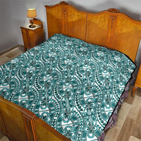 Hibiscus Bloom Island Tribal Waves Quilt Teal Polynesian Pattern LT01 - Polynesian Pride