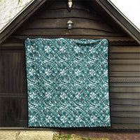 Hibiscus Bloom Island Tribal Waves Quilt Teal Polynesian Pattern LT01 - Polynesian Pride
