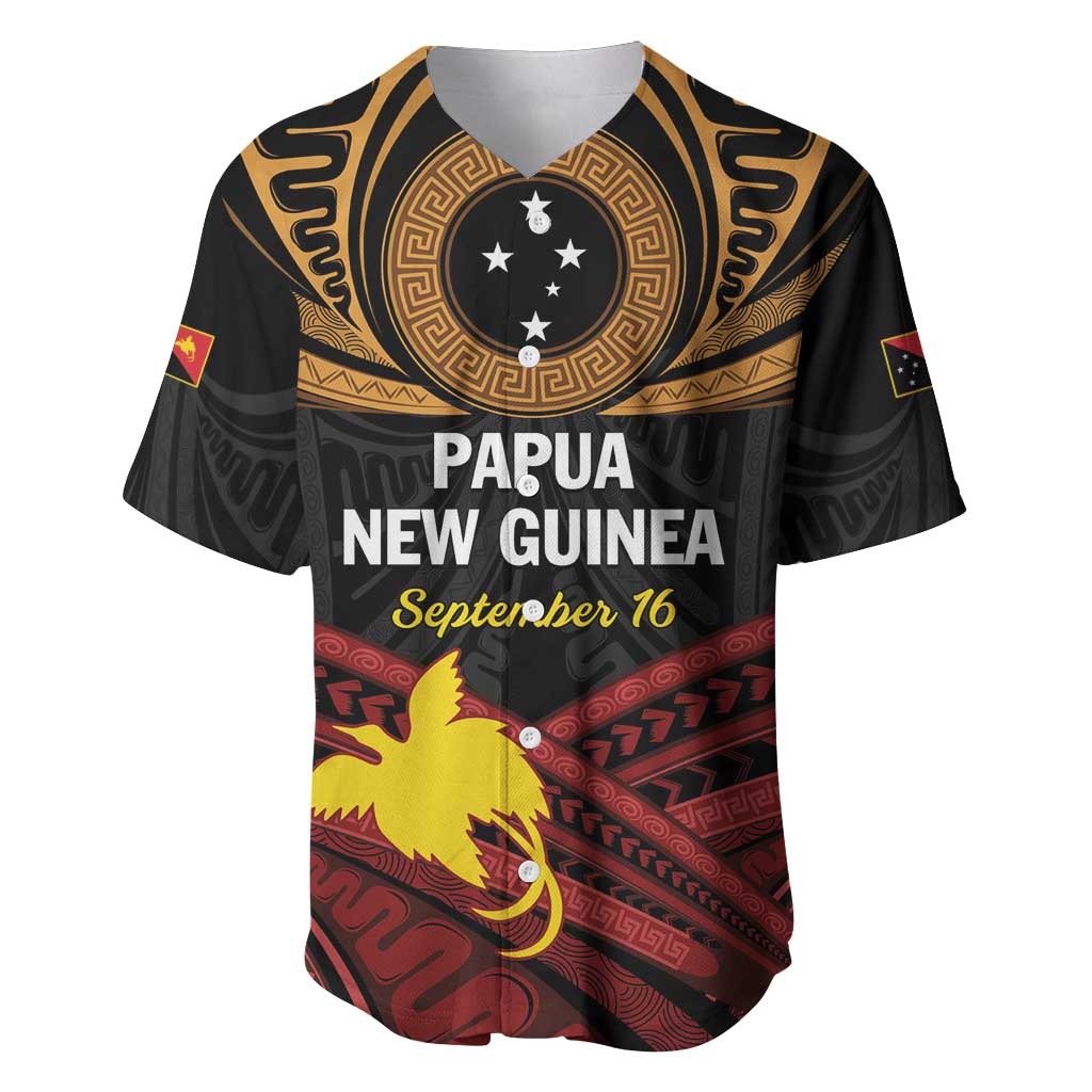 Papua New Guinea Bird of Paradise Baseball Jersey 16 September 1975 Independence Day Anniversary LT01 Black - Polynesian Pride