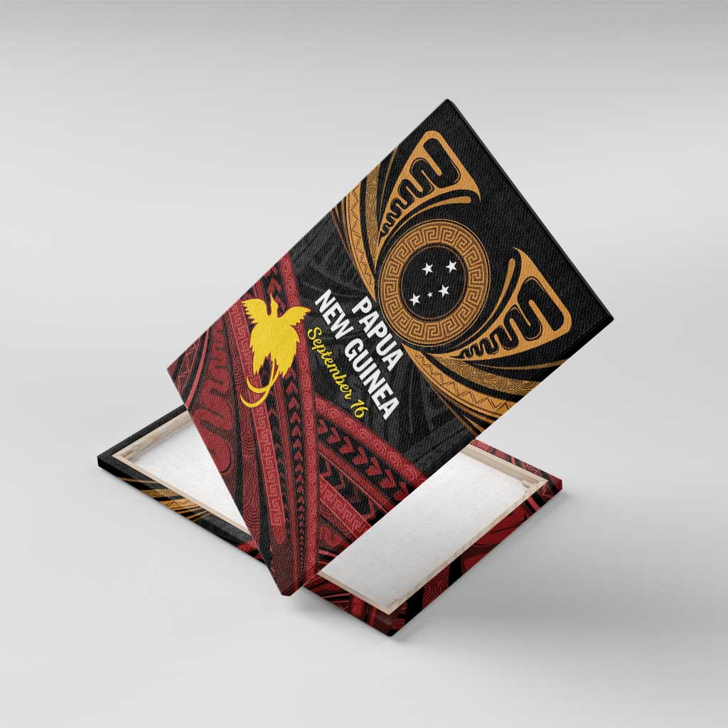 Papua New Guinea Bird of Paradise Canvas Wall Art 16 September 1975 Independence Day Anniversary LT01 With Frame Black - Polynesian Pride