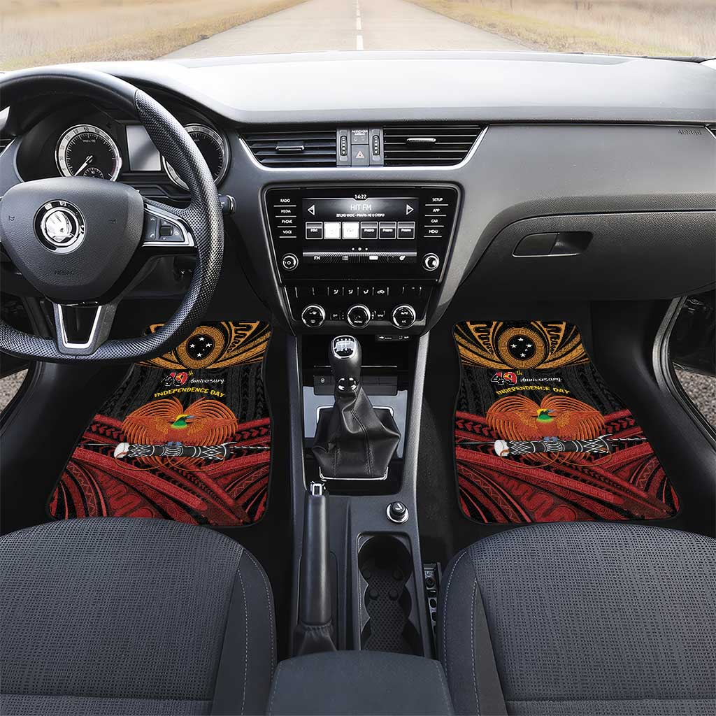 Papua New Guinea Bird of Paradise Car Mats 16 September 1975 Independence Day Anniversary LT01 Set 2pcs - Front Black - Polynesian Pride