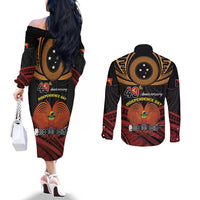 Papua New Guinea Bird of Paradise Couples Matching Off The Shoulder Long Sleeve Dress and Long Sleeve Button Shirt 16 September 1975 Independence Day Anniversary LT01 - Polynesian Pride
