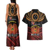 Papua New Guinea Bird of Paradise Couples Matching Tank Maxi Dress and Hawaiian Shirt 16 September 1975 Independence Day Anniversary LT01 - Polynesian Pride