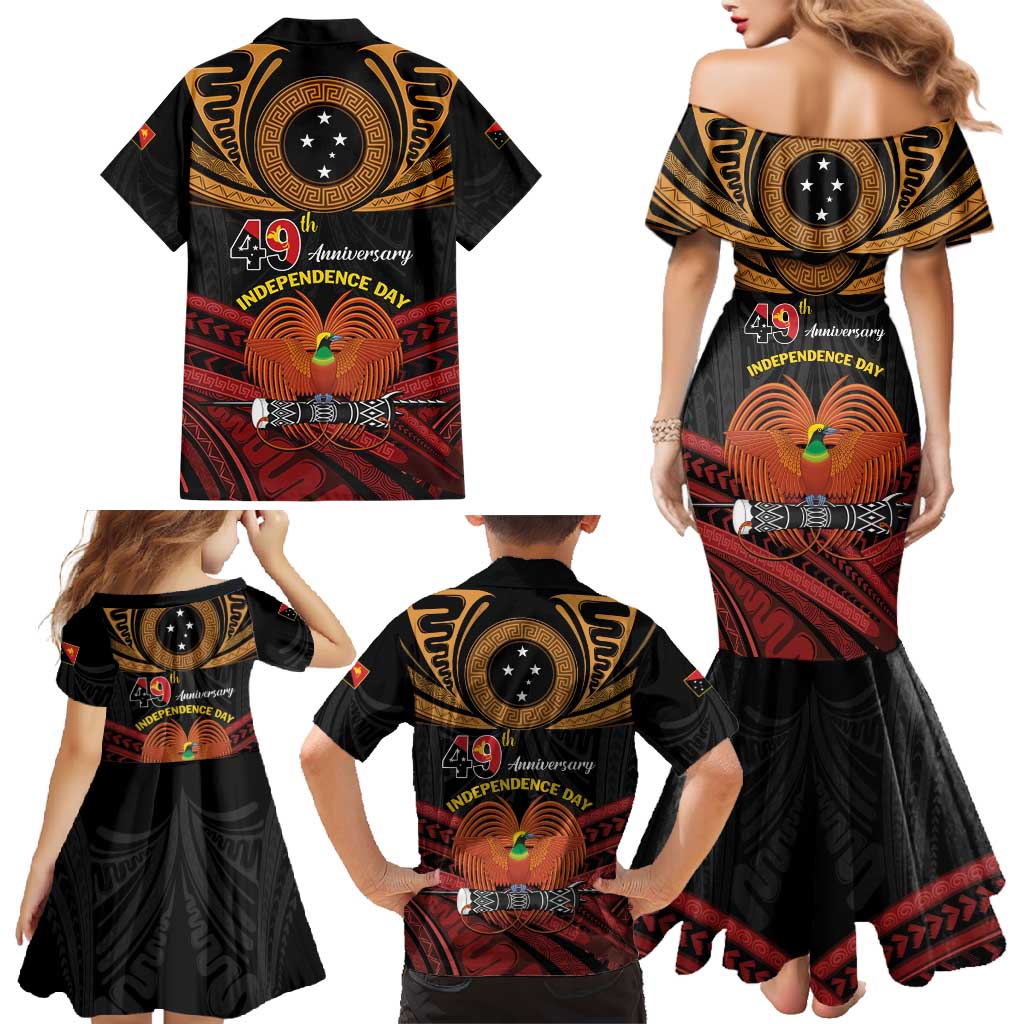 Papua New Guinea Bird of Paradise Family Matching Mermaid Dress and Hawaiian Shirt 16 September 1975 Independence Day Anniversary LT01 - Polynesian Pride