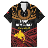 Papua New Guinea Bird of Paradise Family Matching Mermaid Dress and Hawaiian Shirt 16 September 1975 Independence Day Anniversary LT01 Dad's Shirt - Short Sleeve Black - Polynesian Pride