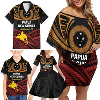 Papua New Guinea Bird of Paradise Family Matching Off Shoulder Short Dress and Hawaiian Shirt 16 September 1975 Independence Day Anniversary LT01 - Polynesian Pride