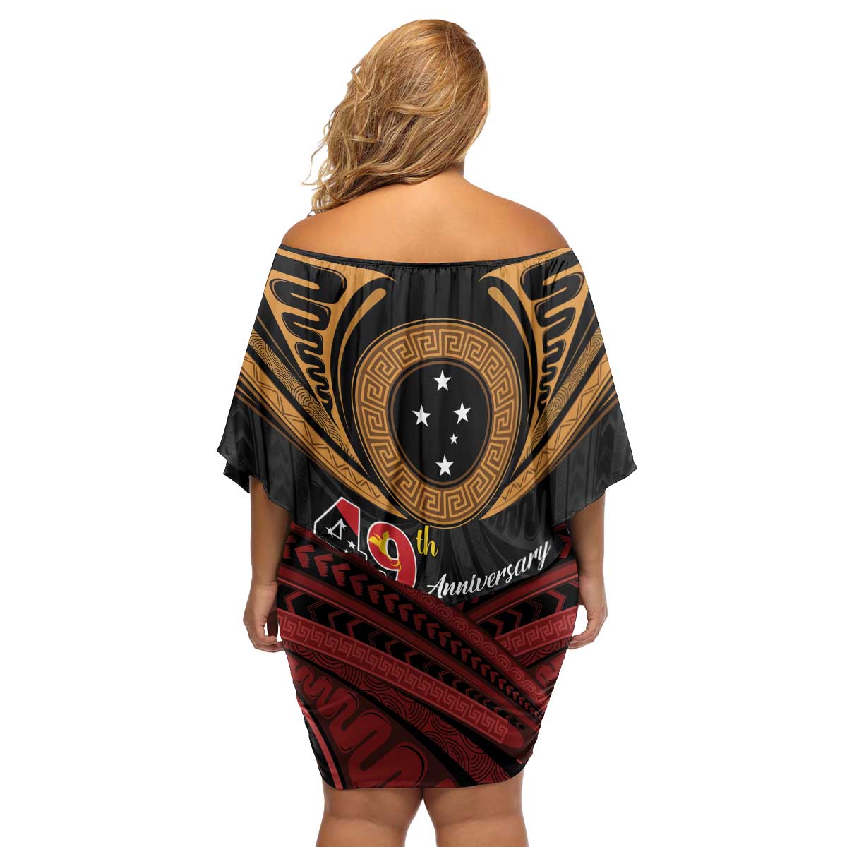 Papua New Guinea Bird of Paradise Family Matching Off Shoulder Short Dress and Hawaiian Shirt 16 September 1975 Independence Day Anniversary LT01 - Polynesian Pride