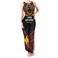 Papua New Guinea Bird of Paradise Family Matching Tank Maxi Dress and Hawaiian Shirt 16 September 1975 Independence Day Anniversary LT01 Mom's Dress Black - Polynesian Pride