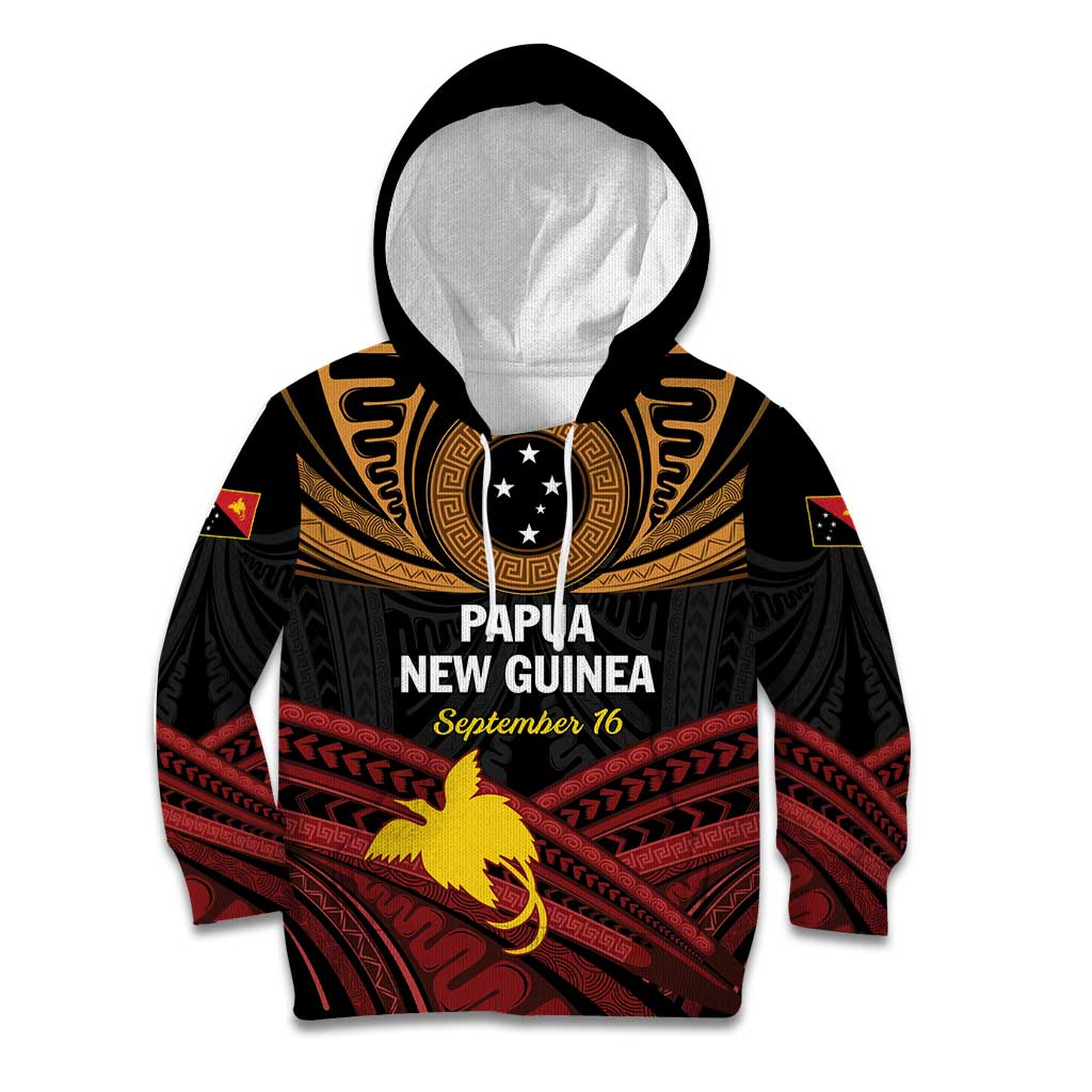 Papua New Guinea Bird of Paradise Kid Hoodie 16 September 1975 Independence Day Anniversary LT01 Hoodie Black - Polynesian Pride