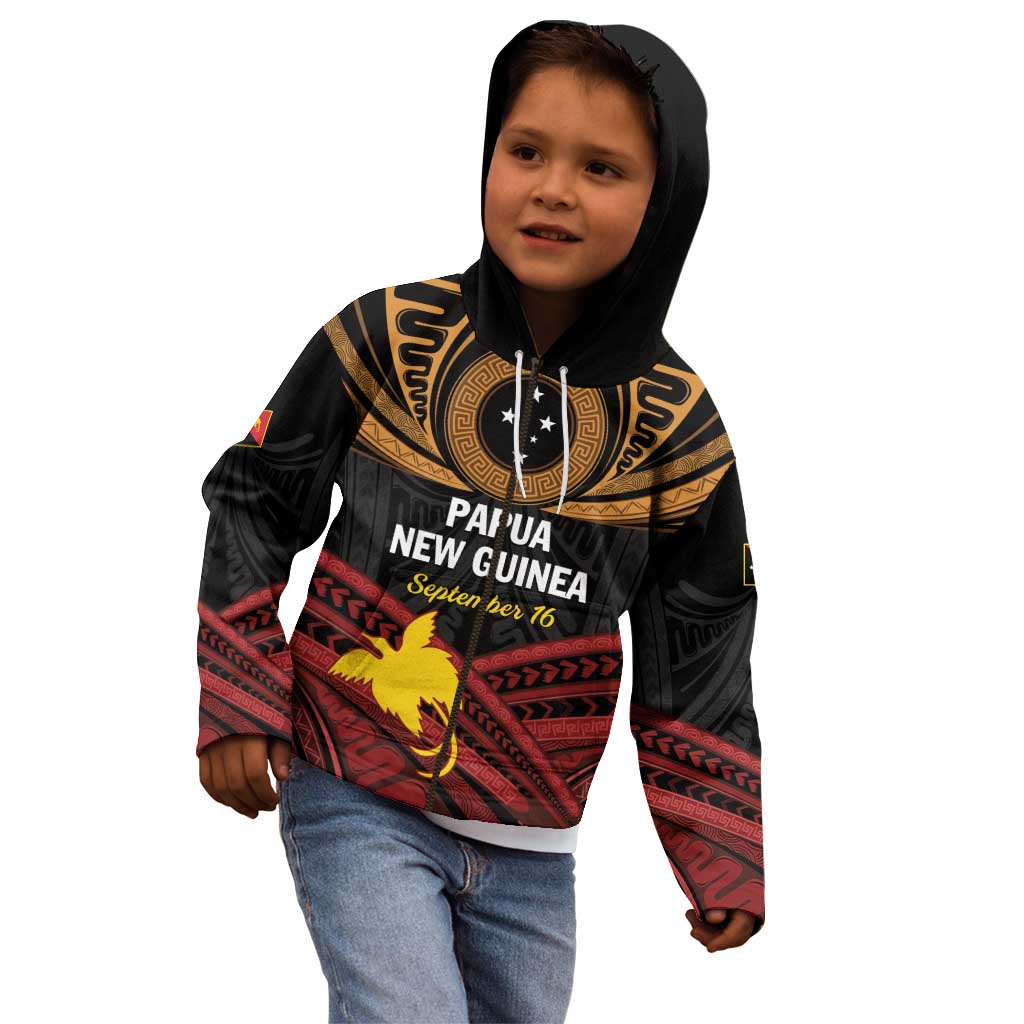 Papua New Guinea Bird of Paradise Kid Hoodie 16 September 1975 Independence Day Anniversary LT01 - Polynesian Pride