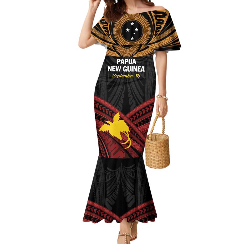 Papua New Guinea Bird of Paradise Mermaid Dress 16 September 1975 Independence Day Anniversary LT01 Women Black - Polynesian Pride