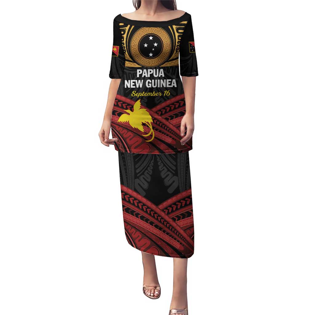 Papua New Guinea Bird of Paradise Puletasi 16 September 1975 Independence Day Anniversary LT01 Long Dress Black - Polynesian Pride