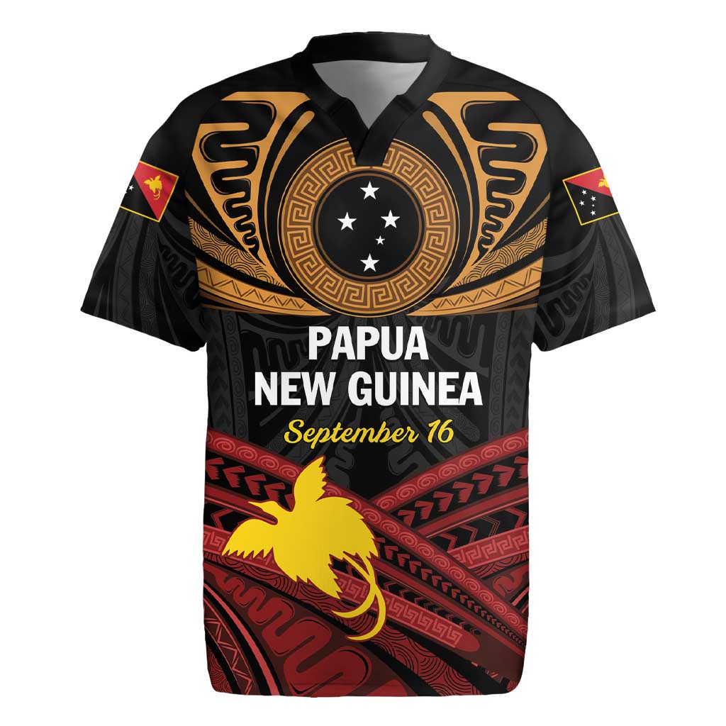 Papua New Guinea Bird of Paradise Rugby Jersey 16 September 1975 Independence Day Anniversary LT01 Black - Polynesian Pride