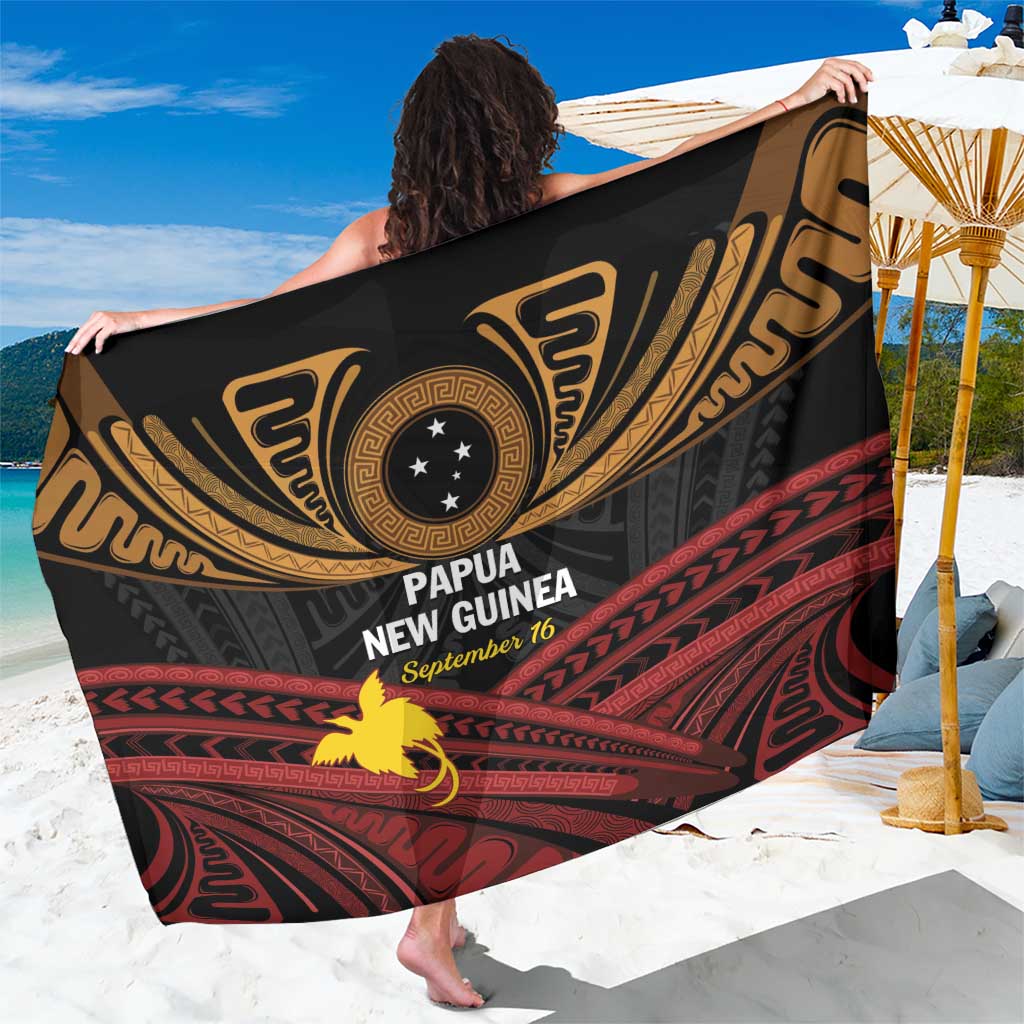 Papua New Guinea Bird of Paradise Sarong 16 September 1975 Independence Day Anniversary LT01 One Size 44 x 66 inches Black - Polynesian Pride