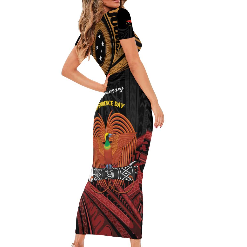 Papua New Guinea Bird of Paradise Short Sleeve Bodycon Dress 16 September 1975 Independence Day Anniversary LT01 - Polynesian Pride