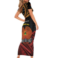 Papua New Guinea Bird of Paradise Short Sleeve Bodycon Dress 16 September 1975 Independence Day Anniversary LT01 - Polynesian Pride