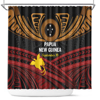 Papua New Guinea Bird of Paradise Shower Curtain 16 September 1975 Independence Day Anniversary LT01 Black - Polynesian Pride
