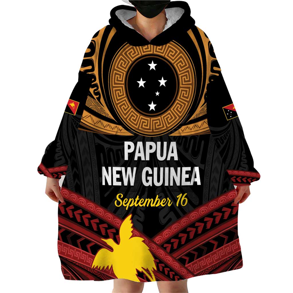 Papua New Guinea Bird of Paradise Wearable Blanket Hoodie 16 September 1975 Independence Day Anniversary LT01 - Polynesian Pride