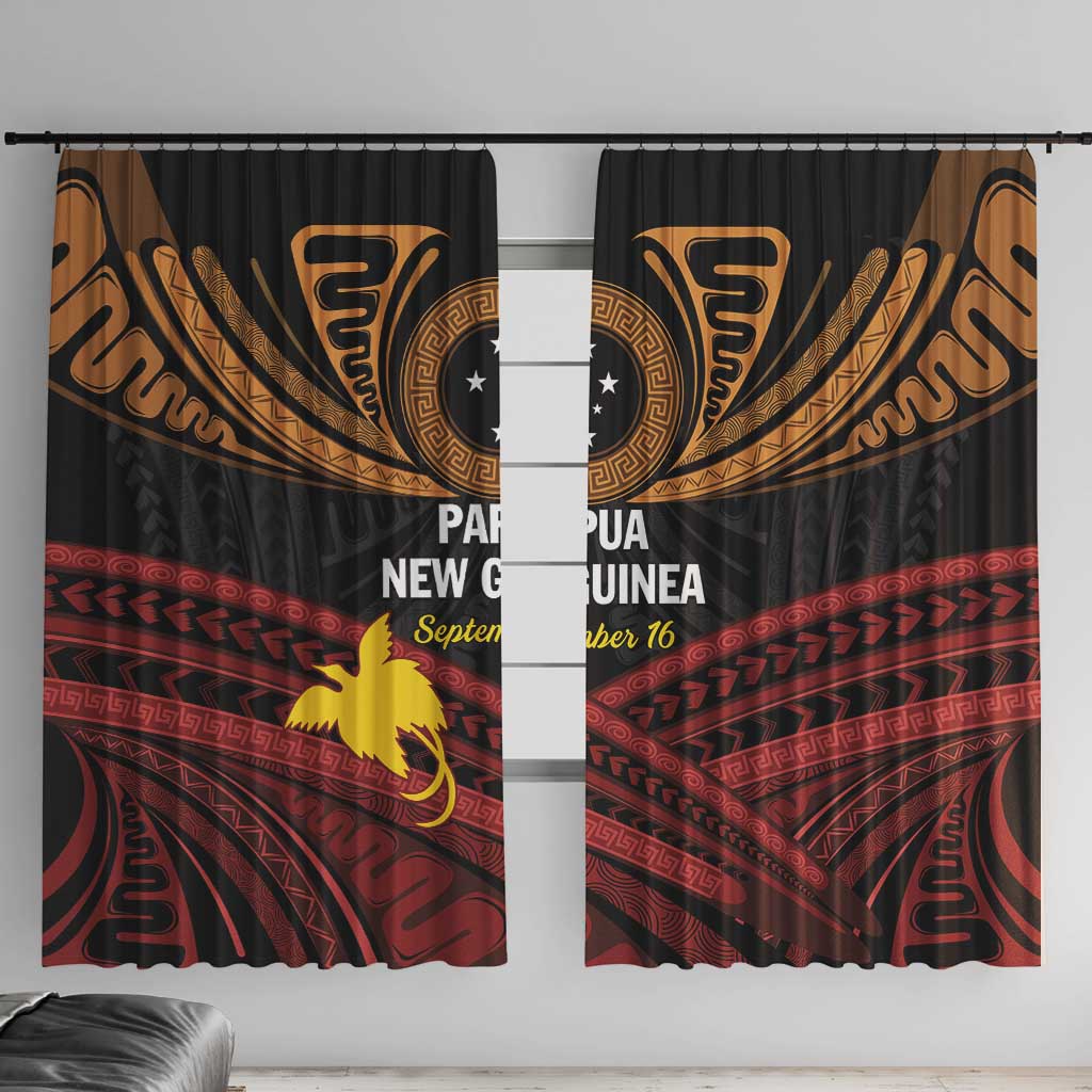 Papua New Guinea Bird of Paradise Window Curtain 16 September 1975 Independence Day Anniversary LT01 With Hooks Black - Polynesian Pride