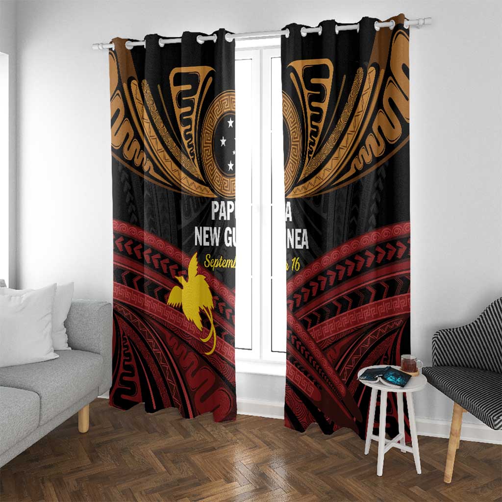Papua New Guinea Bird of Paradise Window Curtain 16 September 1975 Independence Day Anniversary LT01 With Grommets Black - Polynesian Pride