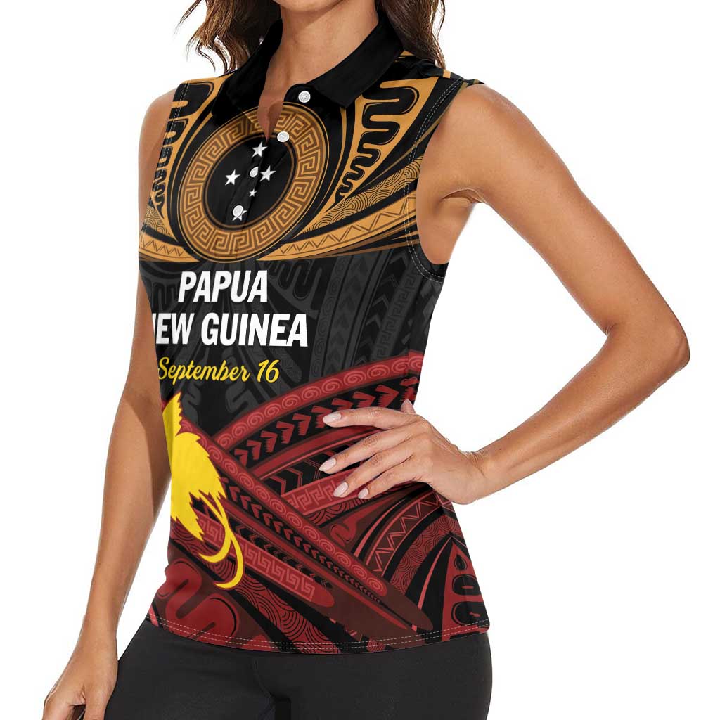 Papua New Guinea Bird of Paradise Women Sleeveless Polo Shirt 16 September 1975 Independence Day Anniversary LT01 - Polynesian Pride