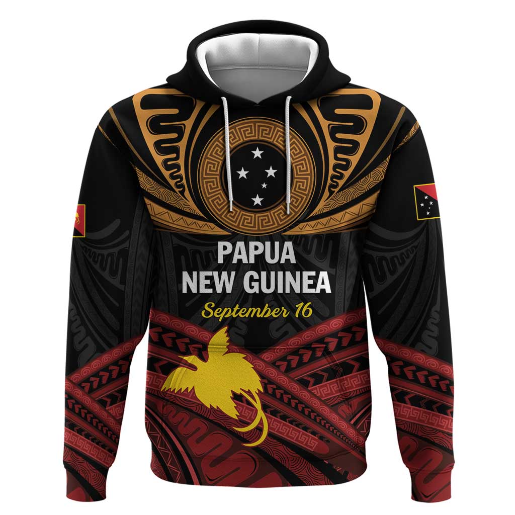 Papua New Guinea Bird of Paradise Zip Hoodie 16 September 1975 Independence Day Anniversary LT01 Pullover Hoodie Black - Polynesian Pride
