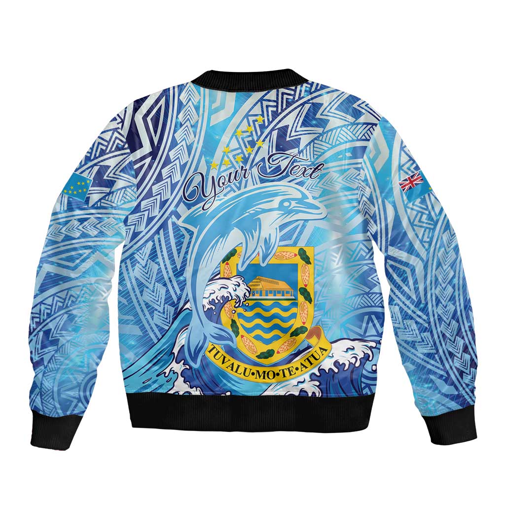 Tuvalu mo te Atua Bomber Jacket Tuvalu Dolphin Polynesian Pattern