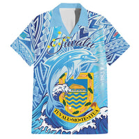Tuvalu mo te Atua Family Matching Long Sleeve Bodycon Dress and Hawaiian Shirt Tuvalu Dolphin Polynesian Pattern LT01 Dad's Shirt - Short Sleeve Blue - Polynesian Pride
