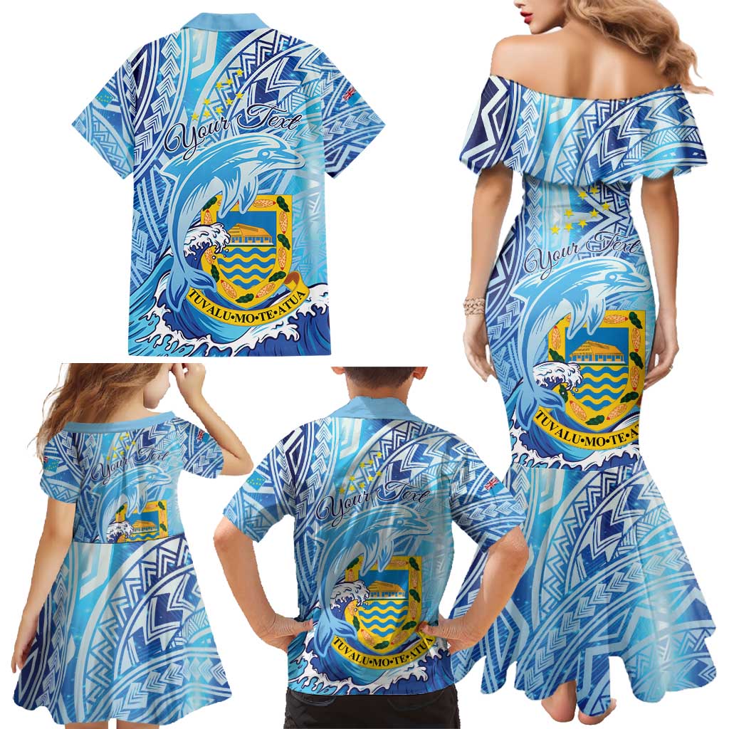 Tuvalu mo te Atua Family Matching Mermaid Dress and Hawaiian Shirt Tuvalu Dolphin Polynesian Pattern LT01 - Polynesian Pride
