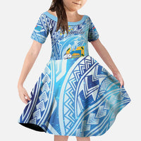 Tuvalu mo te Atua Family Matching Off Shoulder Maxi Dress and Hawaiian Shirt Tuvalu Dolphin Polynesian Pattern