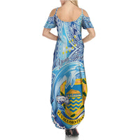 Tuvalu mo te Atua Family Matching Summer Maxi Dress and Hawaiian Shirt Tuvalu Dolphin Polynesian Pattern