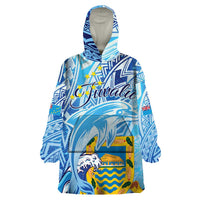 Tuvalu mo te Atua Wearable Blanket Hoodie Tuvalu Dolphin Polynesian Pattern LT01 One Size Blue - Polynesian Pride