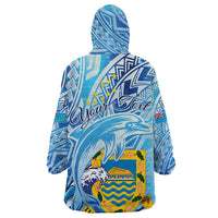 Tuvalu mo te Atua Wearable Blanket Hoodie Tuvalu Dolphin Polynesian Pattern LT01 - Polynesian Pride