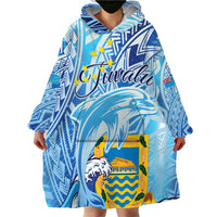 Tuvalu mo te Atua Wearable Blanket Hoodie Tuvalu Dolphin Polynesian Pattern LT01 - Polynesian Pride