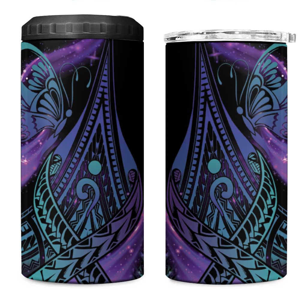 In September We Wear Teal And Purple 4 in 1 Can Cooler Tumbler Magic Ribbon Semicolon LT01 One Size: 16 oz Purple - Polynesian Pride