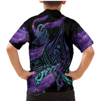 In September We Wear Teal And Purple Family Matching Mermaid Dress and Hawaiian Shirt Magic Ribbon Semicolon LT01 - Polynesian Pride