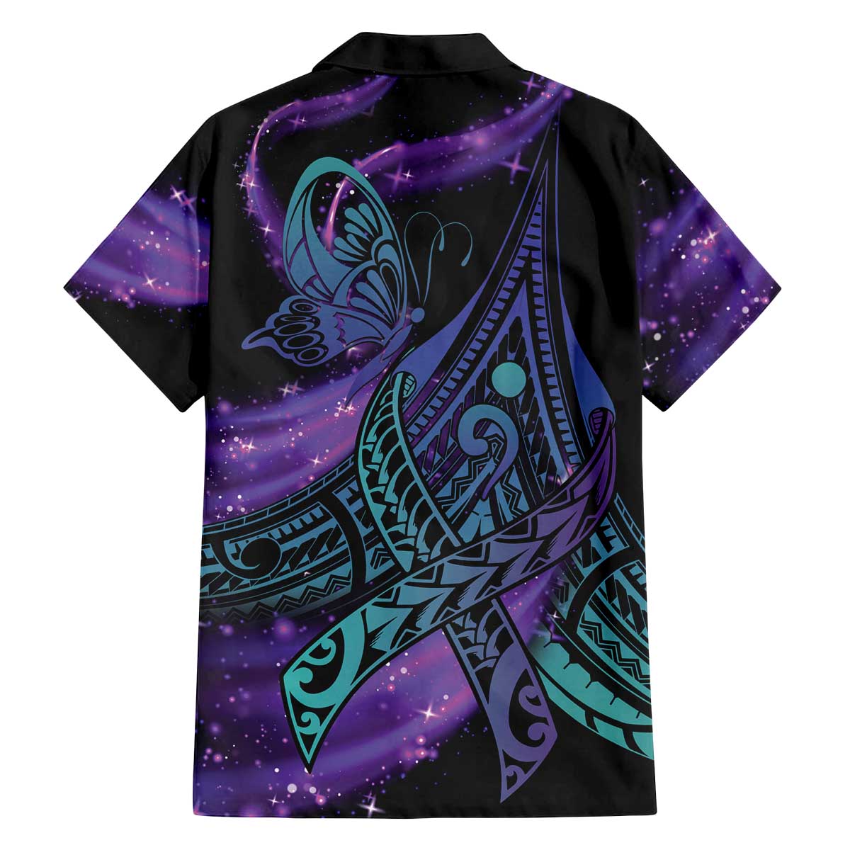 In September We Wear Teal And Purple Family Matching Off The Shoulder Long Sleeve Dress and Hawaiian Shirt Magic Ribbon Semicolon LT01 - Polynesian Pride