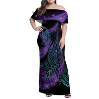 In September We Wear Teal And Purple Family Matching Off Shoulder Maxi Dress and Hawaiian Shirt Magic Ribbon Semicolon LT01 Mom's Dress Purple - Polynesian Pride