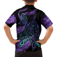 In September We Wear Teal And Purple Family Matching Off Shoulder Short Dress and Hawaiian Shirt Magic Ribbon Semicolon LT01 - Polynesian Pride